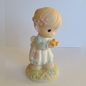 Vintage Precious Moments Girl Butterfly Birthday Porcelain Collectible Figurine